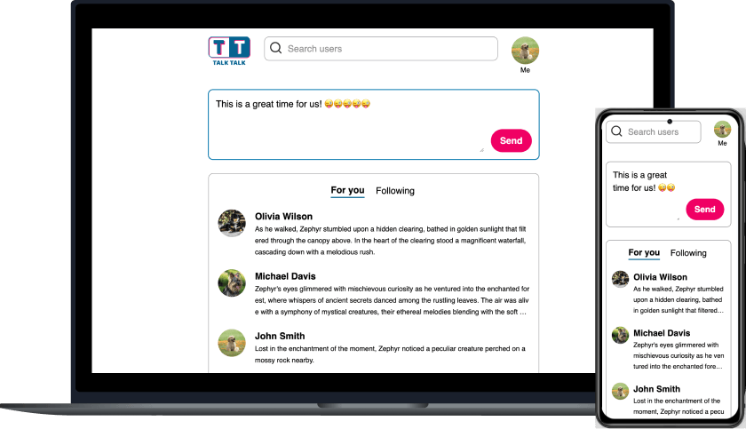 TalkTalk project. A social network to share messages